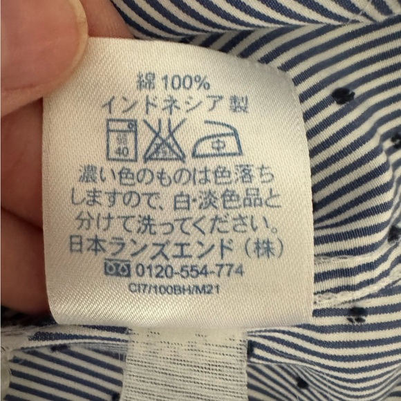 Lands End No Iron Supima Cotton 3/4 sleeve polka dot button up blouse size 8 - Picture 9 of 11